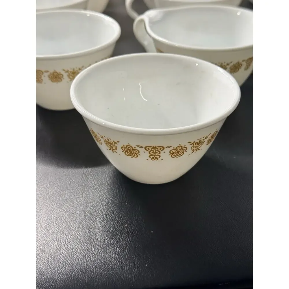 11 Corelle Butterfly Gold Tab- 10 Cups With Handles, 1 No Handle